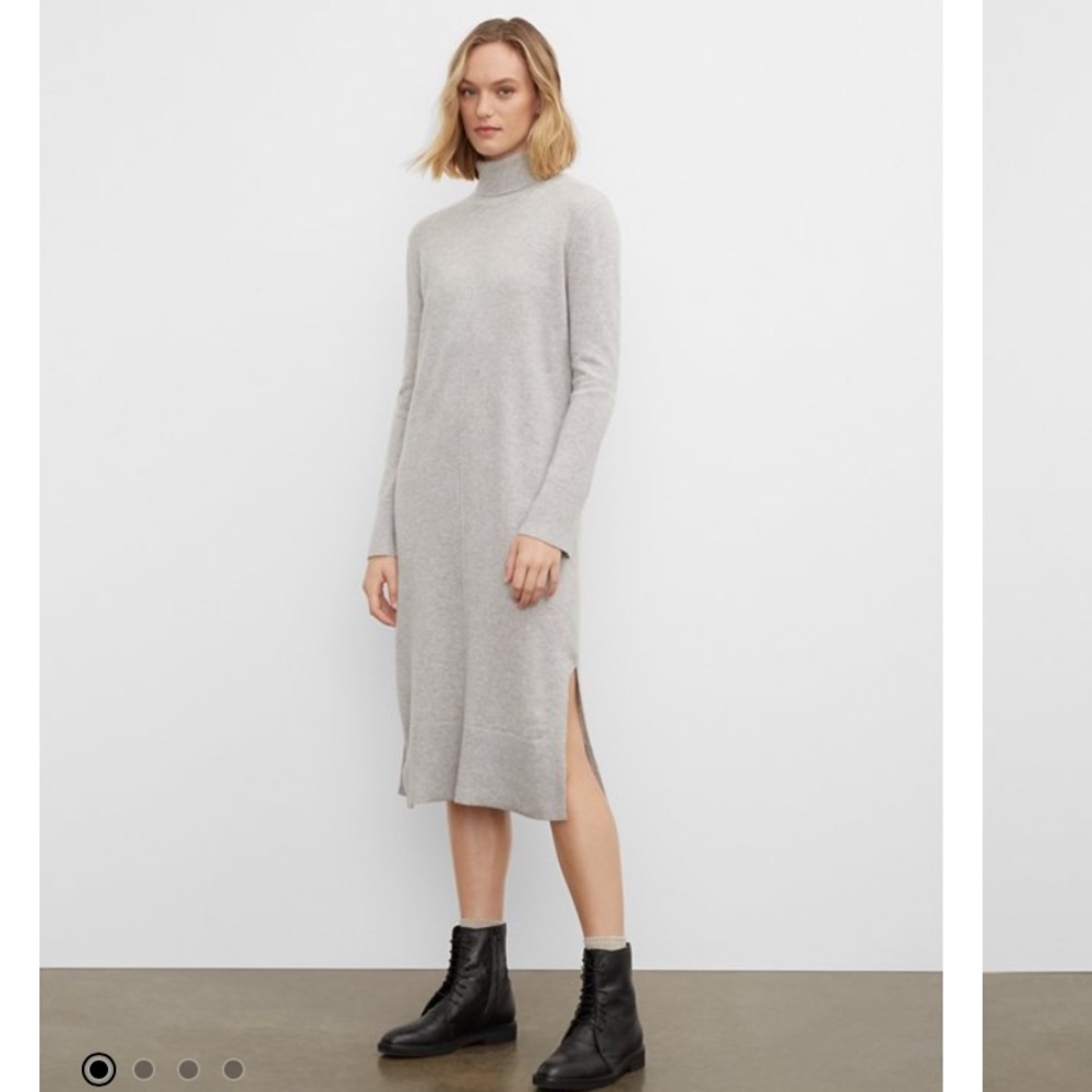 Yet Again Grey Wool Spandex Blend Long Turtleneck Sweater Dress Medium